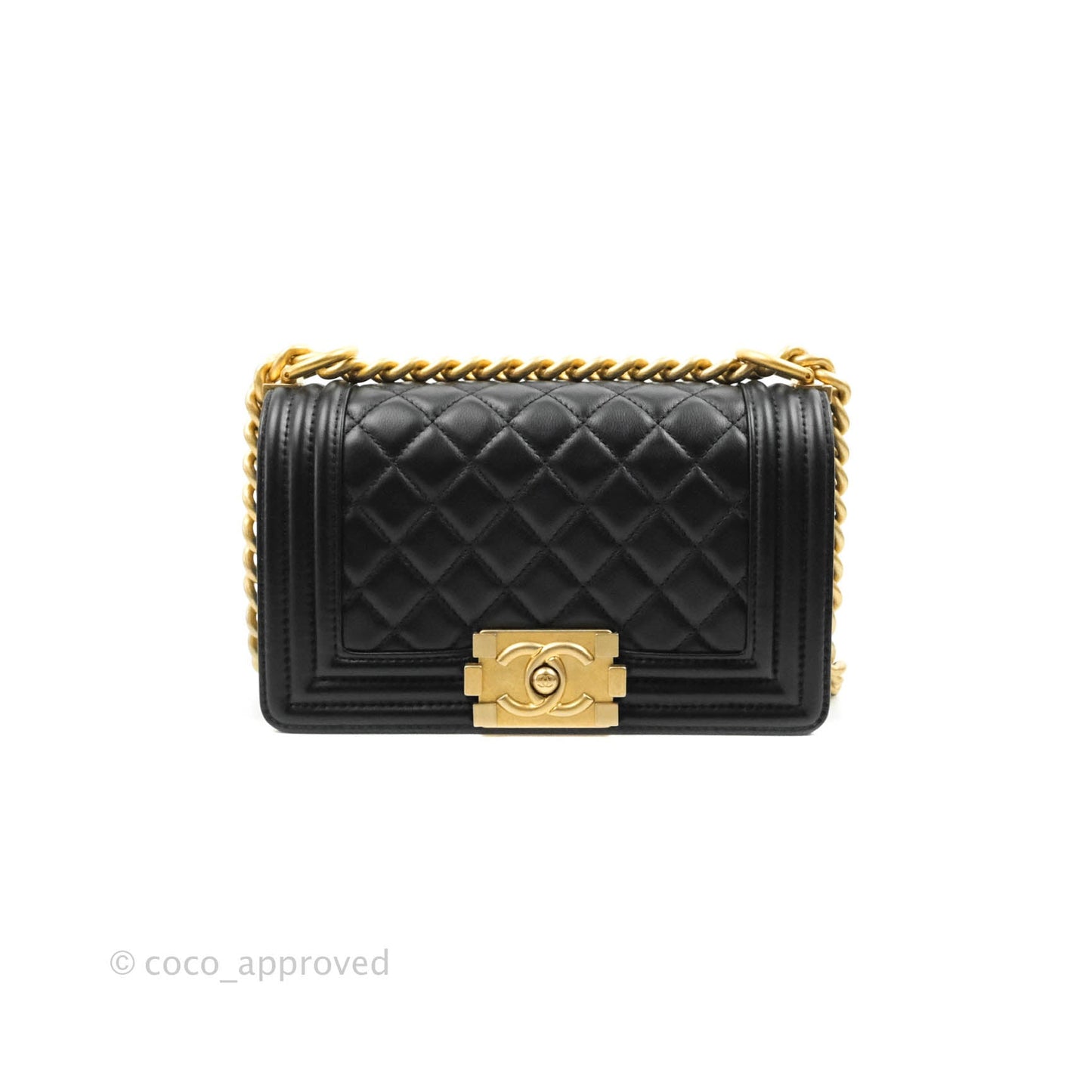 Chanel Small Boy Bag Black Calfskin Gold Hardware