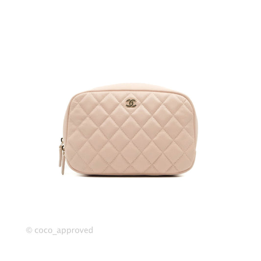 Chanel Large Classic Pouch Light Pink Caviar Gold Hardware
