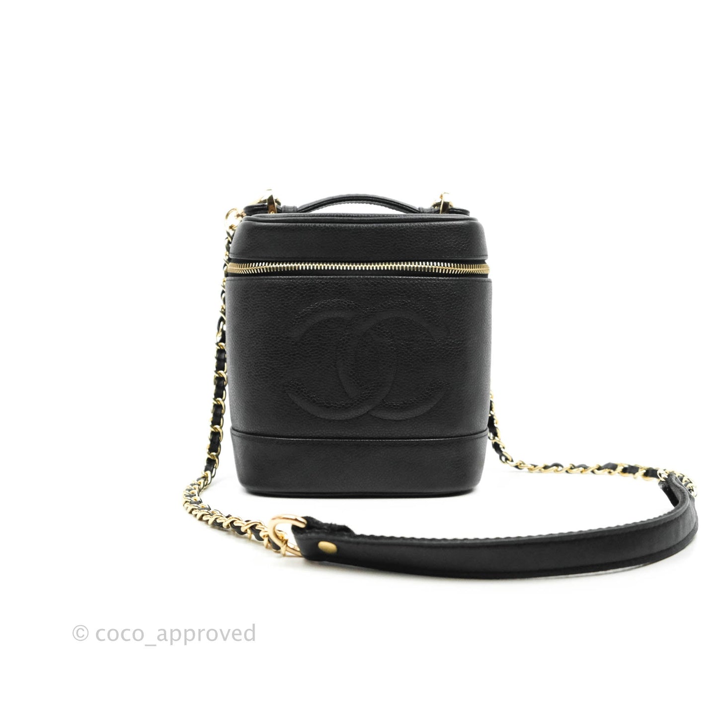 Chanel Vintage Vanity Case Black Caviar Gold Hardware