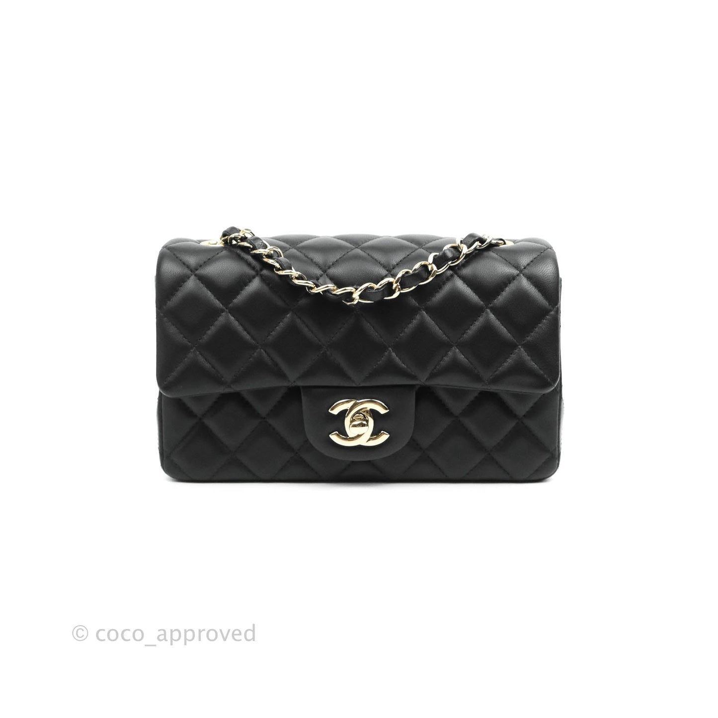 Chanel Quilted Mini Rectangular Lambskin Black Gold Hardware