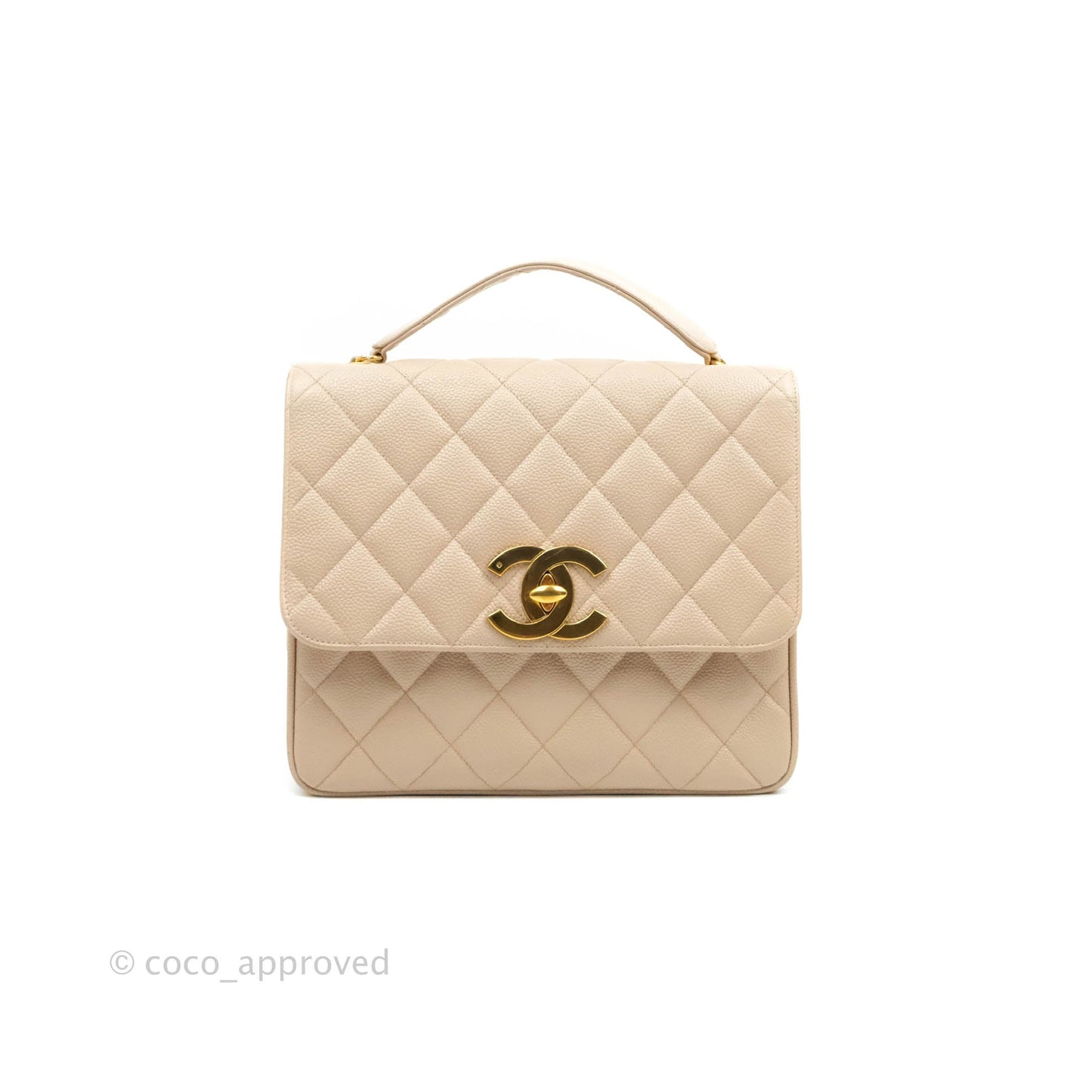 Chanel Vintage CC Large Square Shoulder Bag Dusty Pink Caviar 24K Gold Hardware