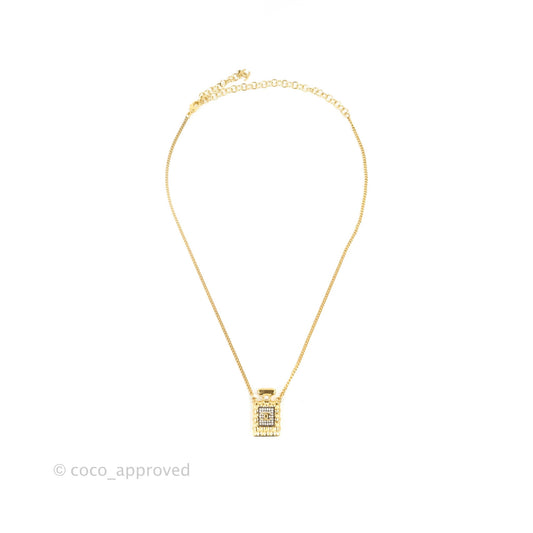 Chanel CC Crystal Pearl Perfume Bottle Necklace Gold Tone 20A