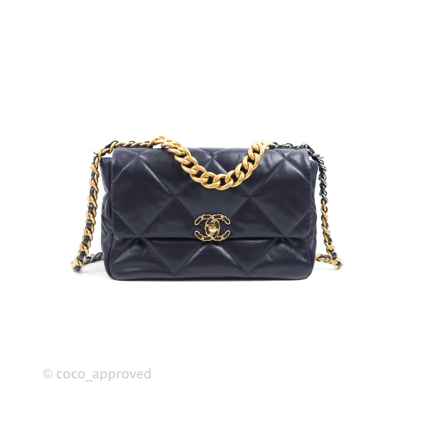 Chanel 19 Medium Dark Purple Mixed Hardware