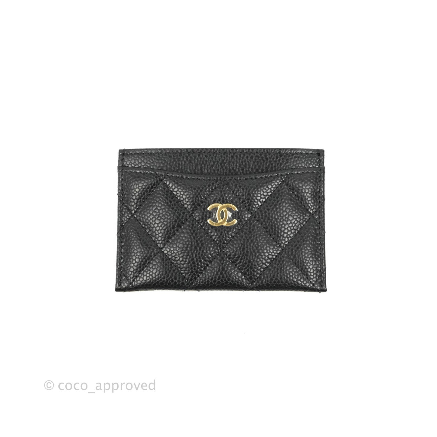 Chanel Classic Flat Card Holder Black Caviar Gold Hardware