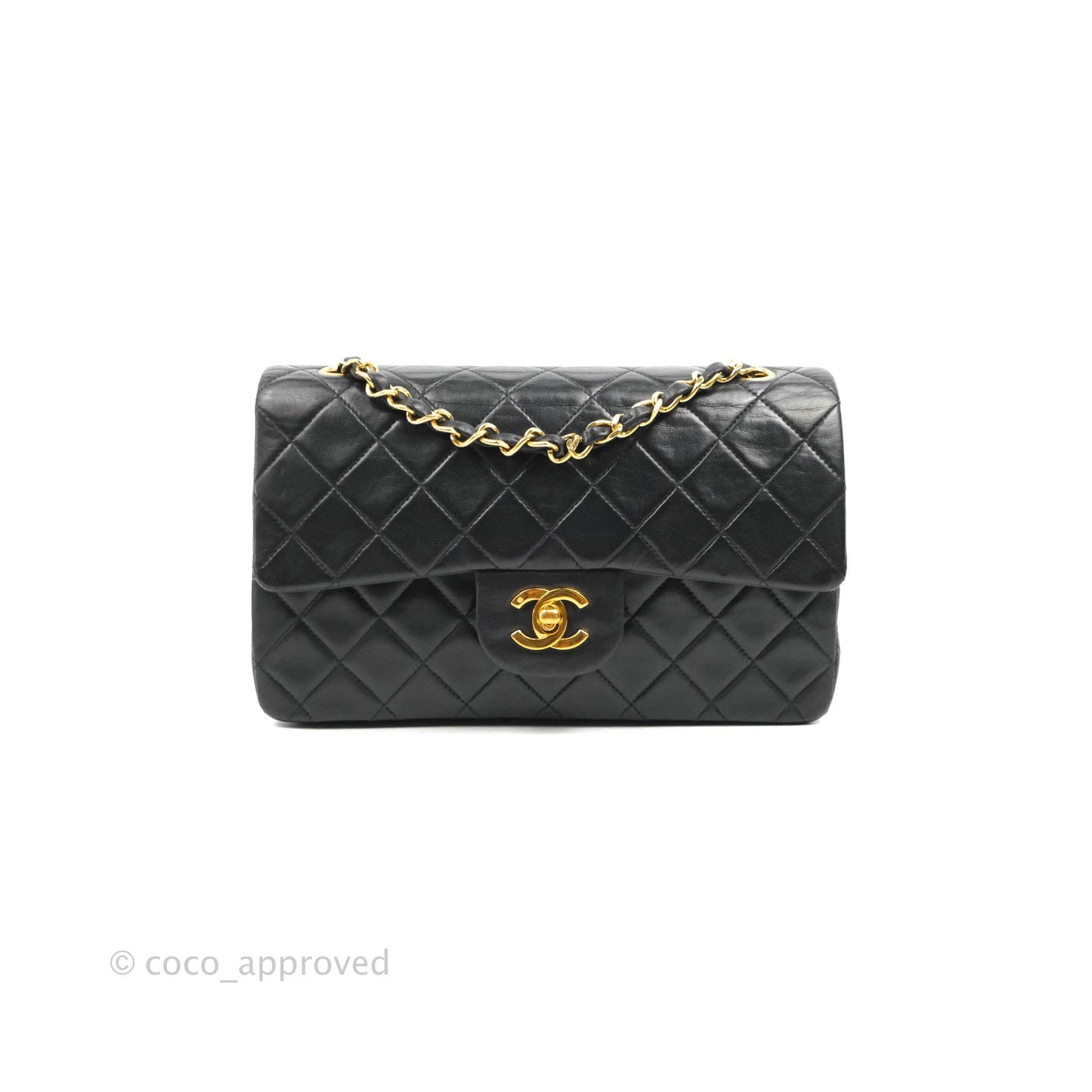 Chanel Classic Vintage Small S/M Flap Black Lambskin 24K Gold Hardware