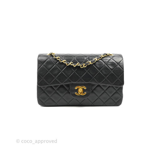 Chanel Classic Vintage Small S/M Flap Black Lambskin 24K Gold Hardware