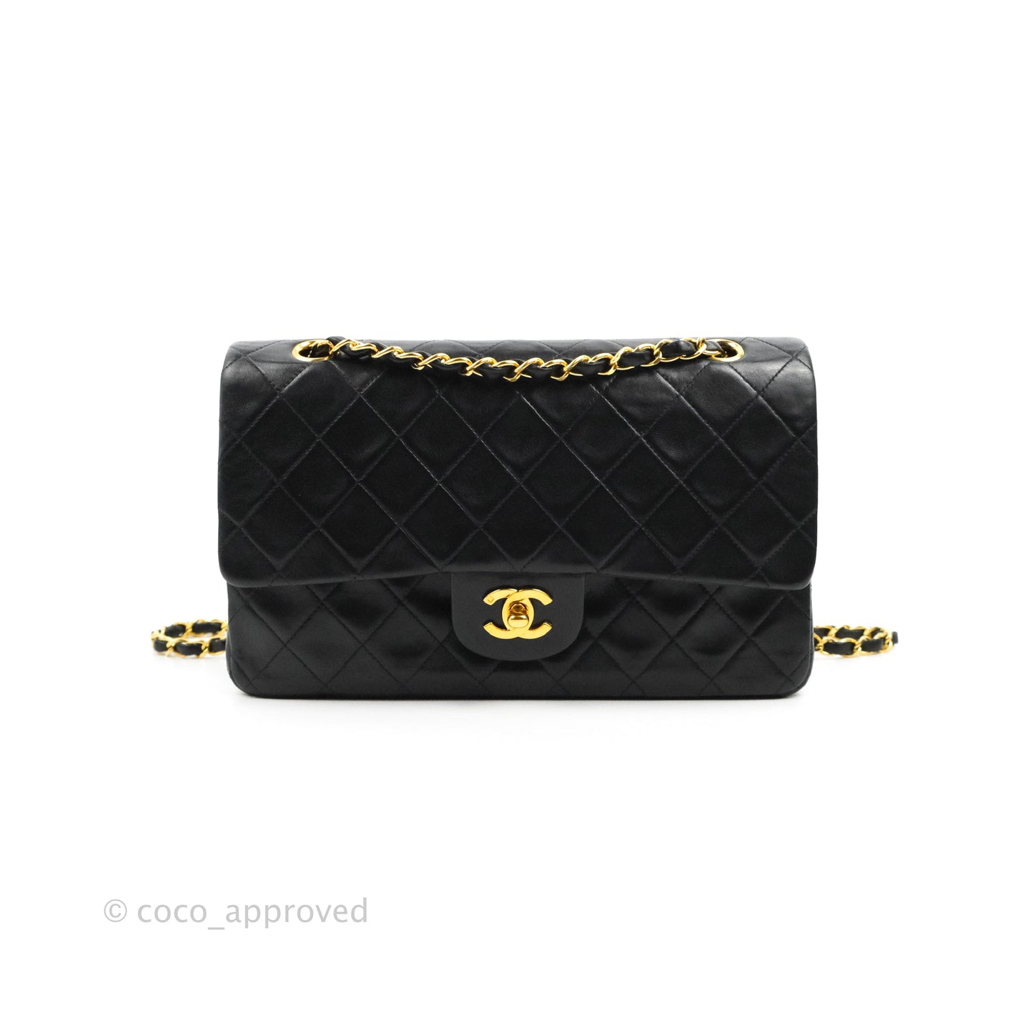 Chanel Classic Vintage Medium Flap Black Lambskin 24K Gold Hardware