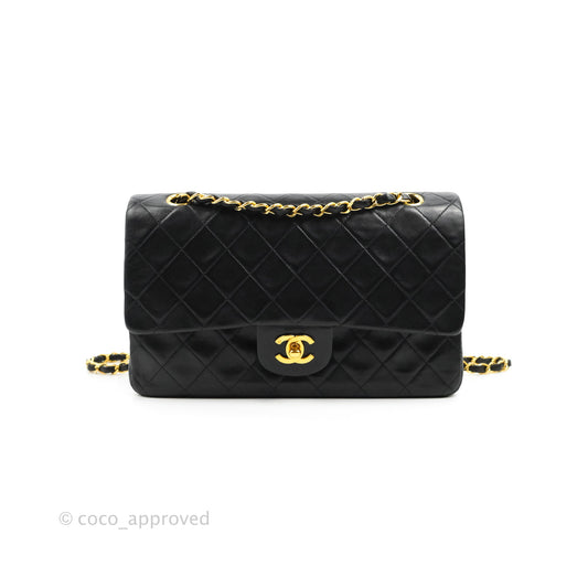 Chanel Classic Vintage Medium Flap Black Lambskin 24K Gold Hardware