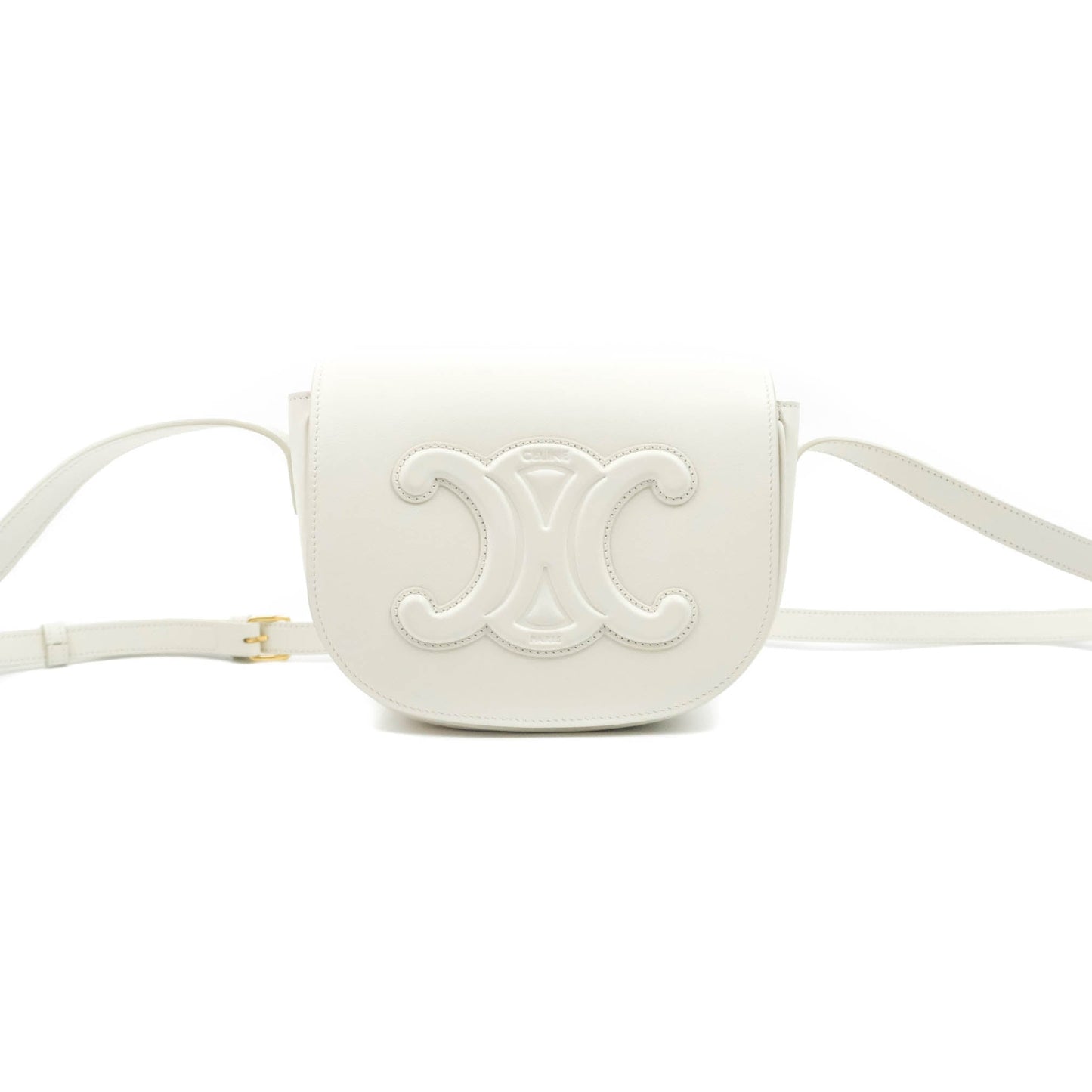 Celine Folco Cuir Triomphe White Smooth Calfskin