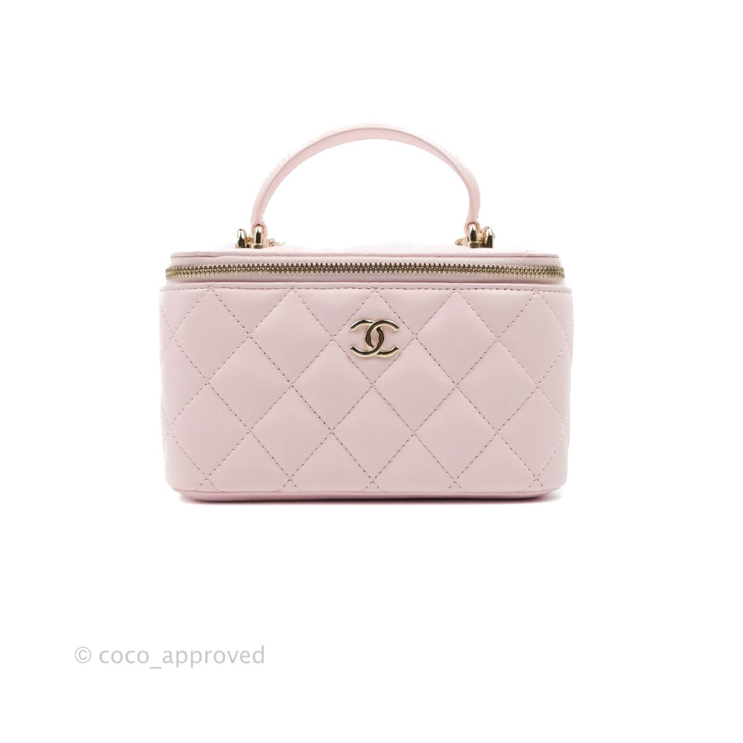 Chanel Top Handle Vanity with Chain Light Pink Lambskin Gold Hardware