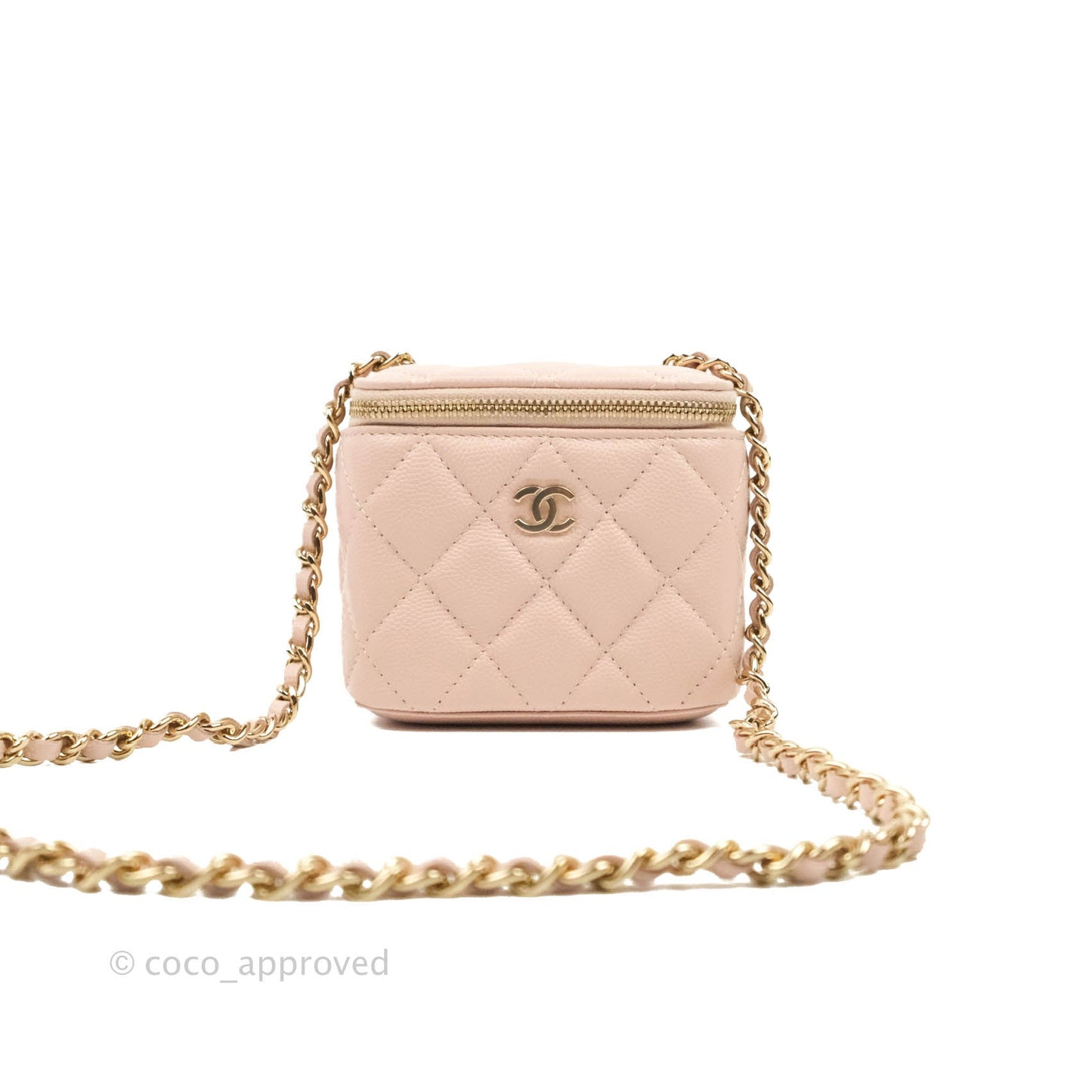 Chanel Mini Vanity With Chain Rose Clair Pink Caviar Gold Hardware