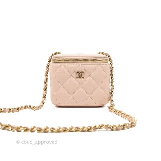 Chanel Mini Vanity With Chain Rose Clair Pink Caviar Gold Hardware