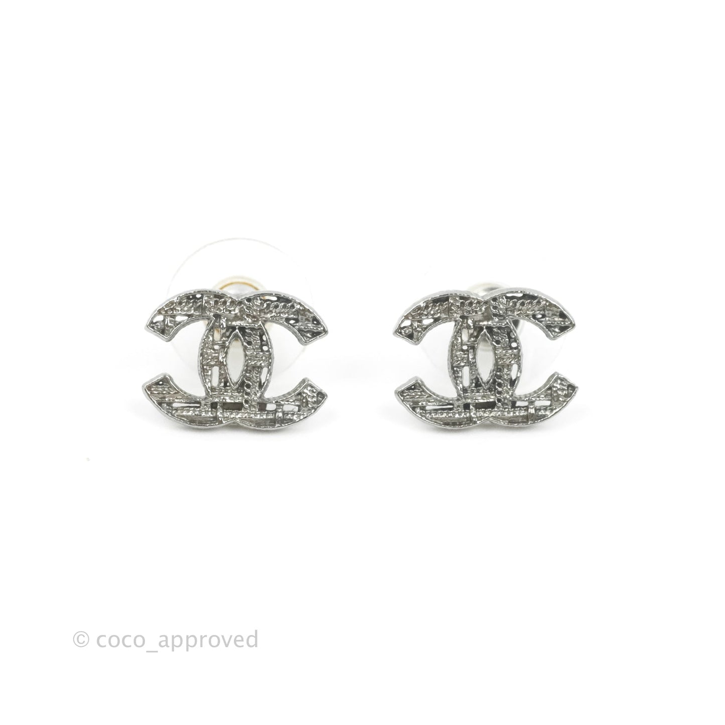 Chanel CC Earrings Ruthenium Hardware 14A