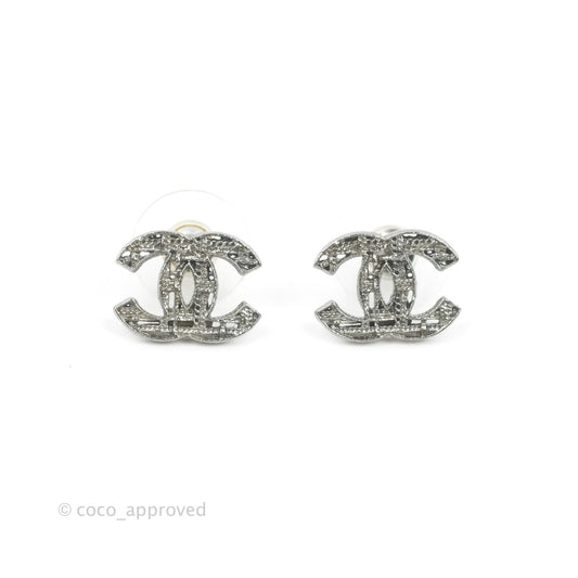 Chanel CC Earrings Ruthenium Hardware 14A