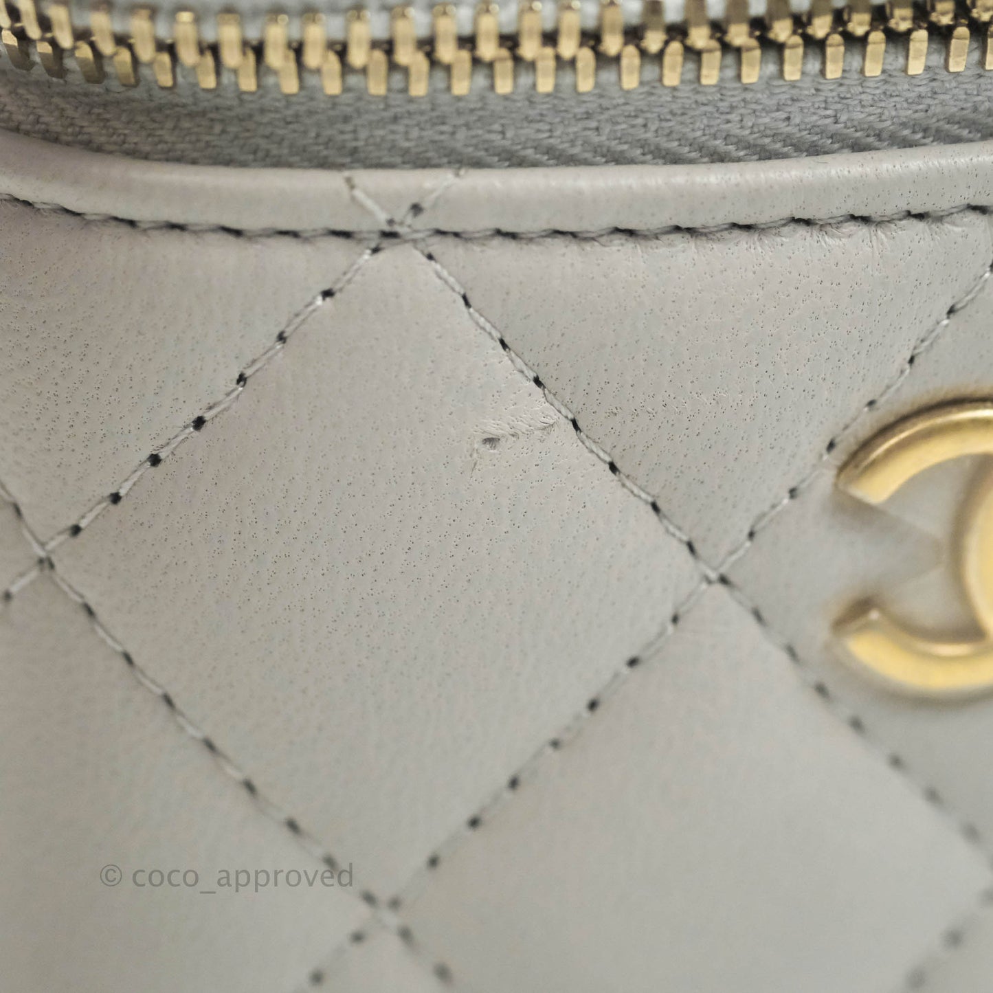 Chanel Small Vanity With Chain Grey Lambskin Aged Gold Hardware