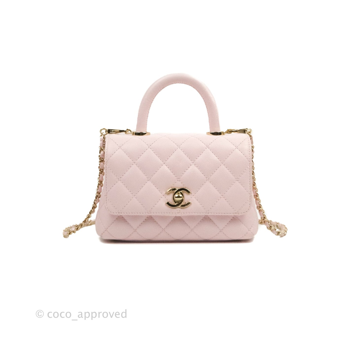 Chanel Mini Coco Handle Quilted Light Pink Caviar Gold Hardware