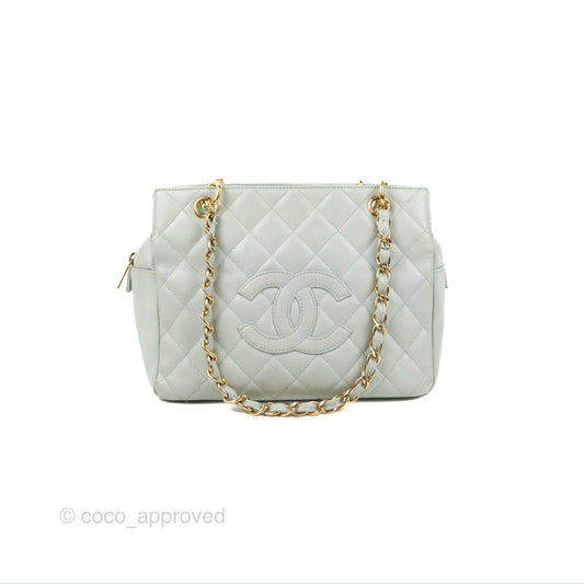 Chanel PTT Petite Timeless Shopping Tote Bag Light Tiffany Blue Caviar Gold Hardware