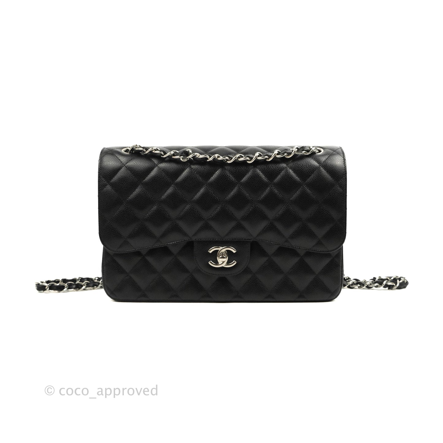 Chanel Jumbo Double Flap Black Caviar Silver Hardware⁣⁣