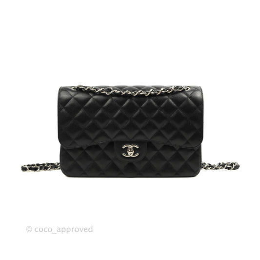 Chanel Jumbo Double Flap Black Caviar Silver Hardware⁣⁣