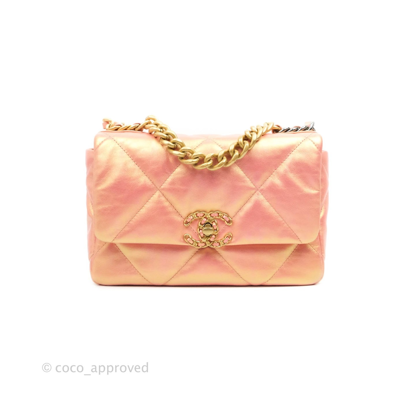 Chanel 19 Small Metallic Pink Mixed Hardware