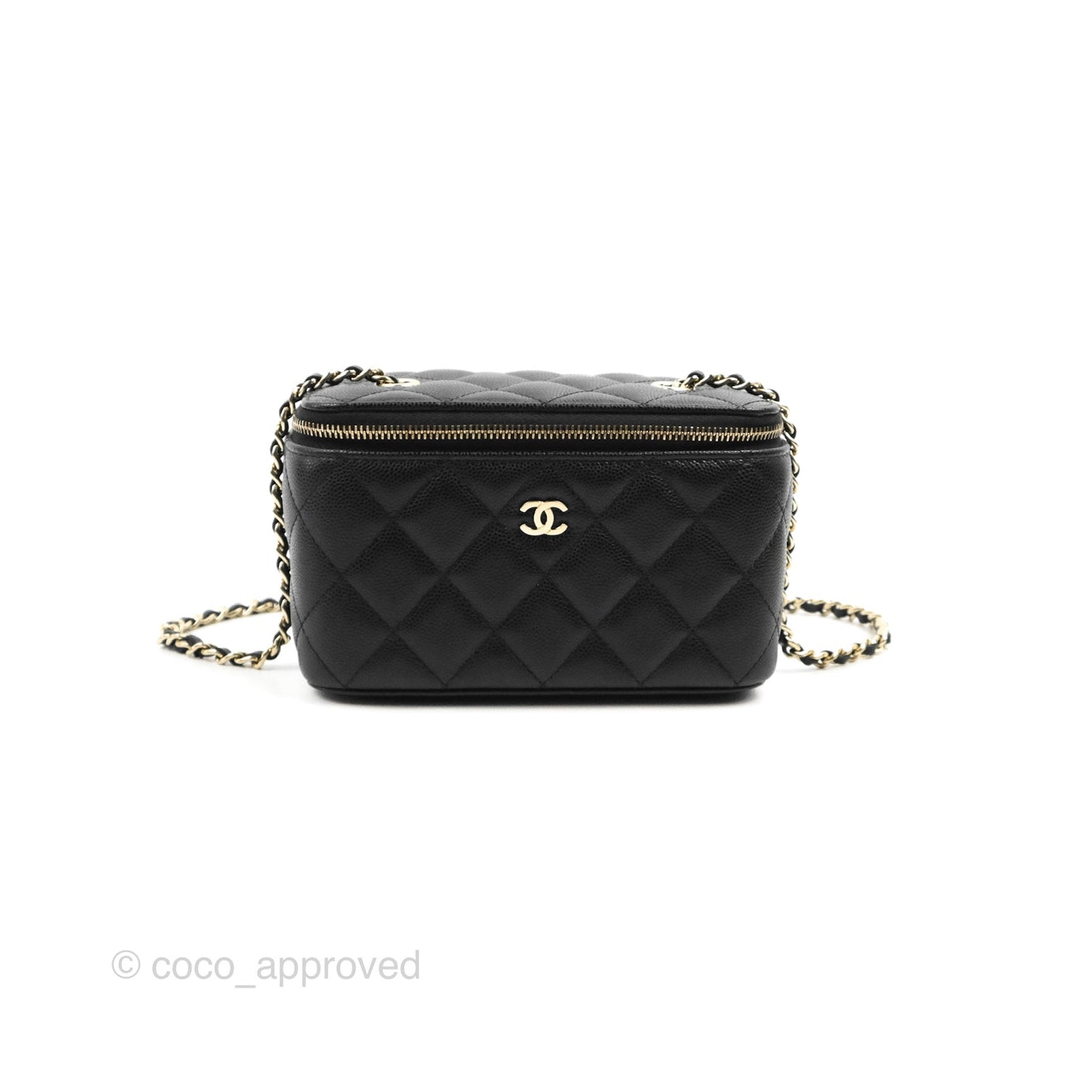 Chanel Classic Vanity with Chain Black Caviar Gold Hardware