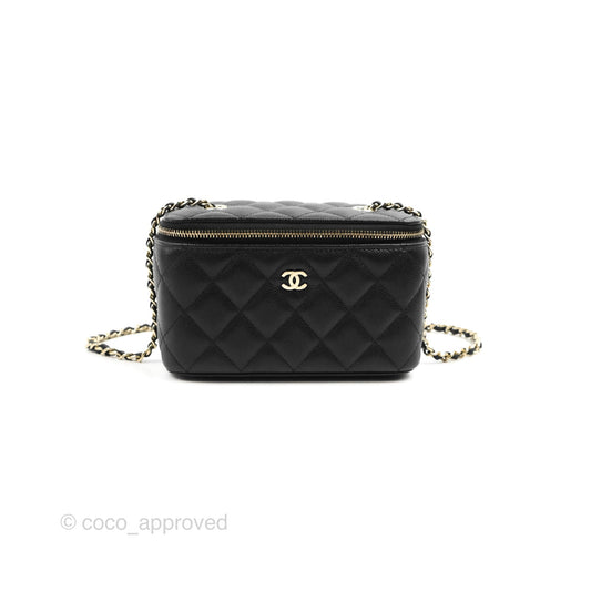 Chanel Classic Vanity with Chain Black Caviar Gold Hardware