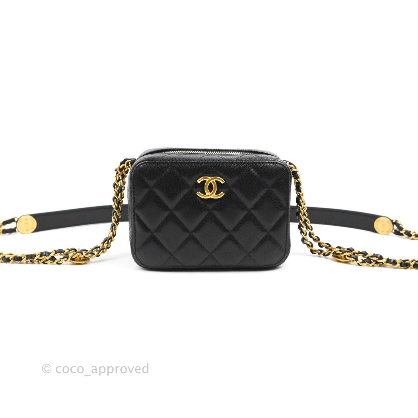 Chanel Quilted Twist Your Buttons Camera Black Caviar Gold Hardware