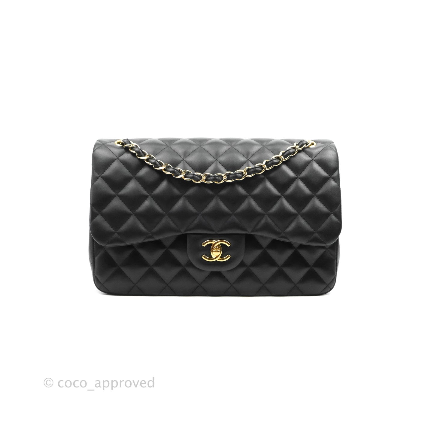 Chanel Jumbo Double Flap Black Lambskin Gold Hardware