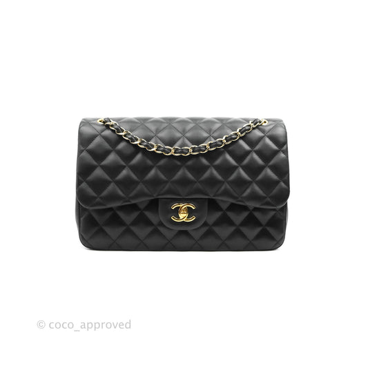 Chanel Jumbo Double Flap Black Lambskin Gold Hardware