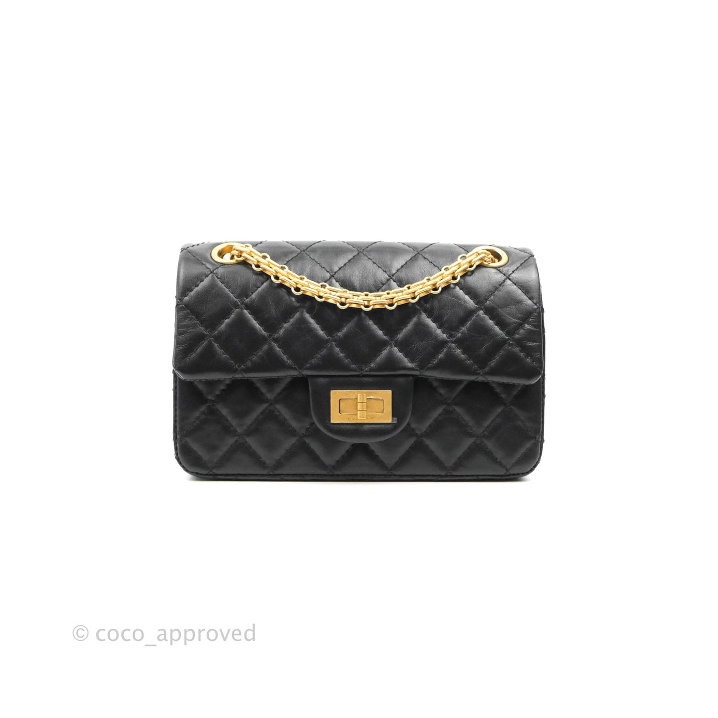 Chanel Mini Reissue 224 Black Aged Calfskin Aged Gold Hardware