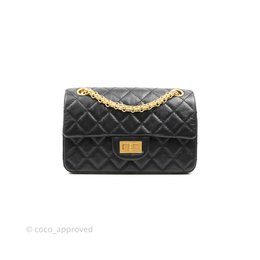 Chanel Mini Reissue 224 Black Aged Calfskin Aged Gold Hardware