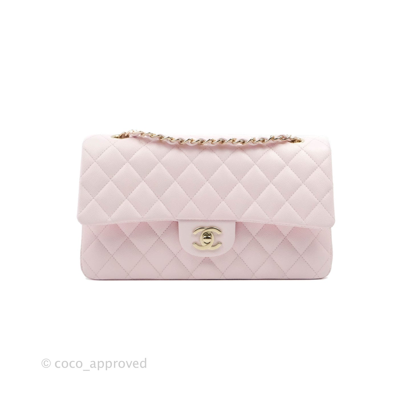 Chanel Classic M/L Medium Flap Quilted Pink Caviar Gold Hardware 22P
