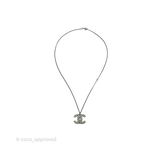 Chanel CC Pearl Necklace Gun Metal 11P