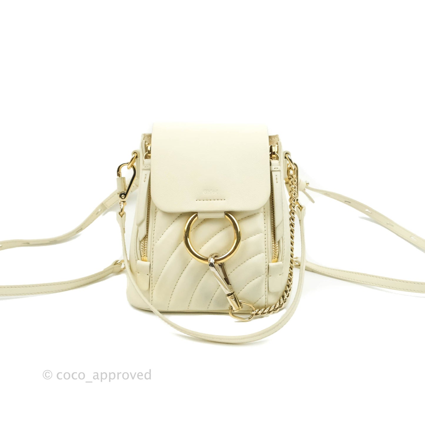 Chloé Mini Faye Backpack Ivory White Calfskin