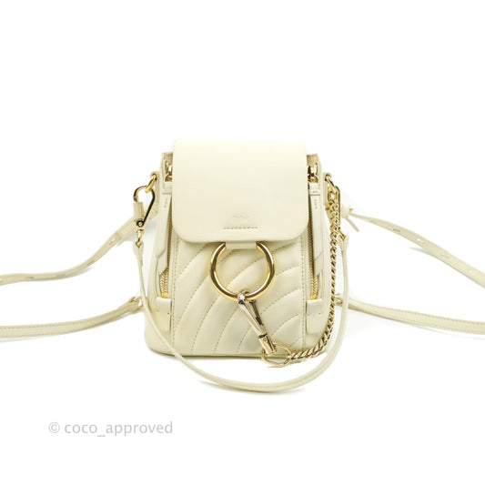Chloé Mini Faye Backpack Ivory White Calfskin