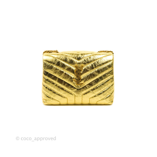 Saint Laurent Loulou Small Bag Metallic Gold Gold Hardware
