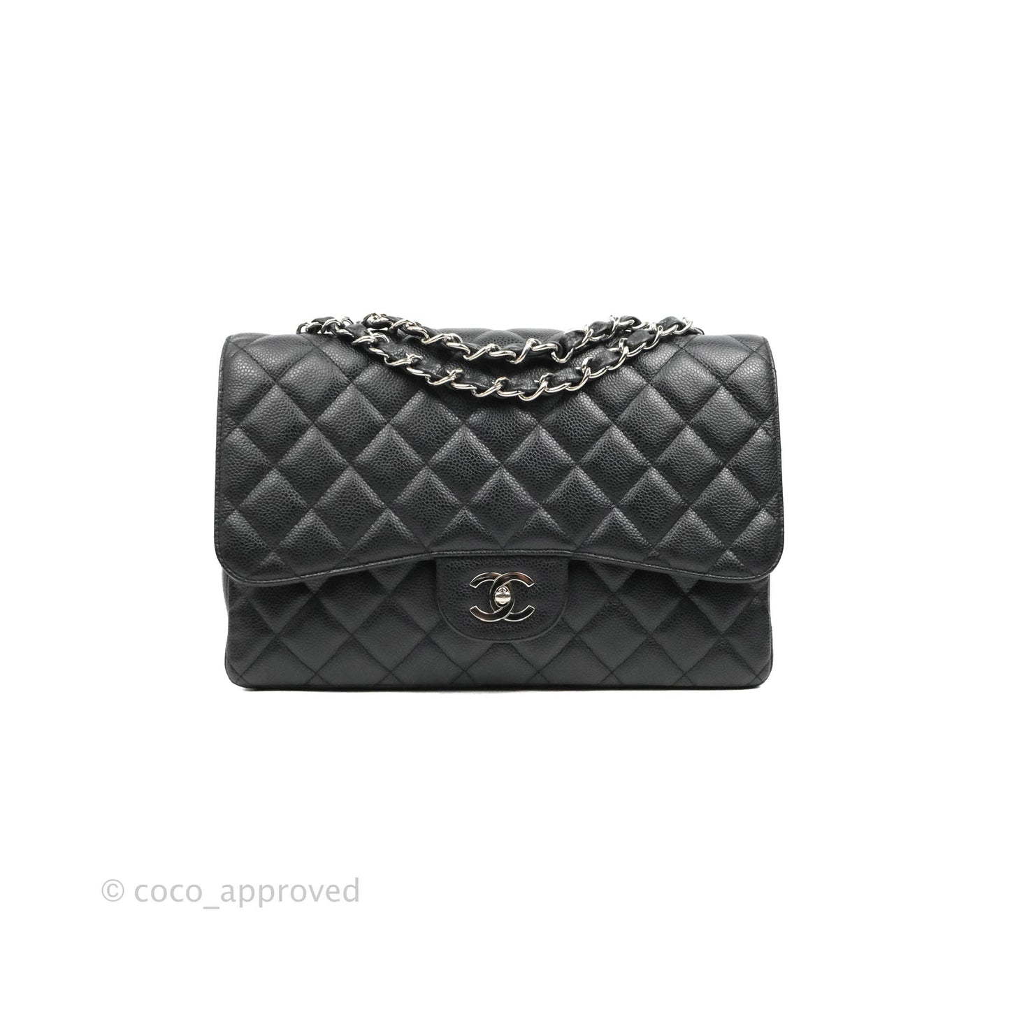 Chanel Jumbo Single Flap Black Caviar Silver Hardware⁣⁣