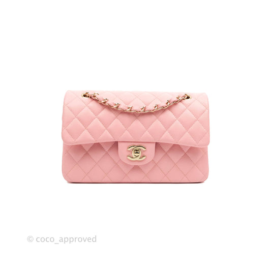 Chanel Small Classic Quilted Flap Pink Caviar Gold Hardware 22C