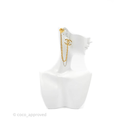 Chanel Crystal CC Chain With Ear Cuff Gold Tone 20P