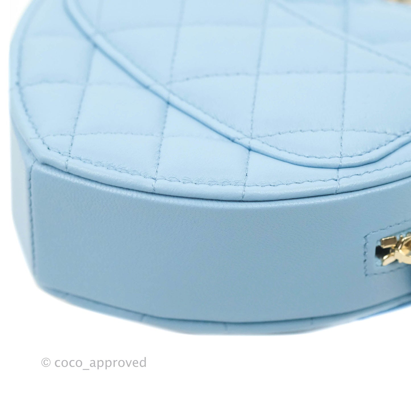 Chanel Small Heart Bag Blue Lambskin Gold Hardware 22S