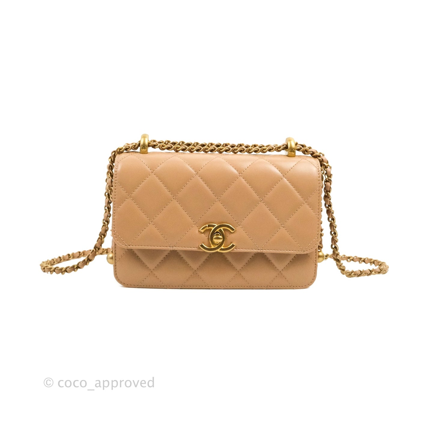 Chanel Quilted Perfect Fit Adjustable Beige Calfskin Gold Hardware 21A