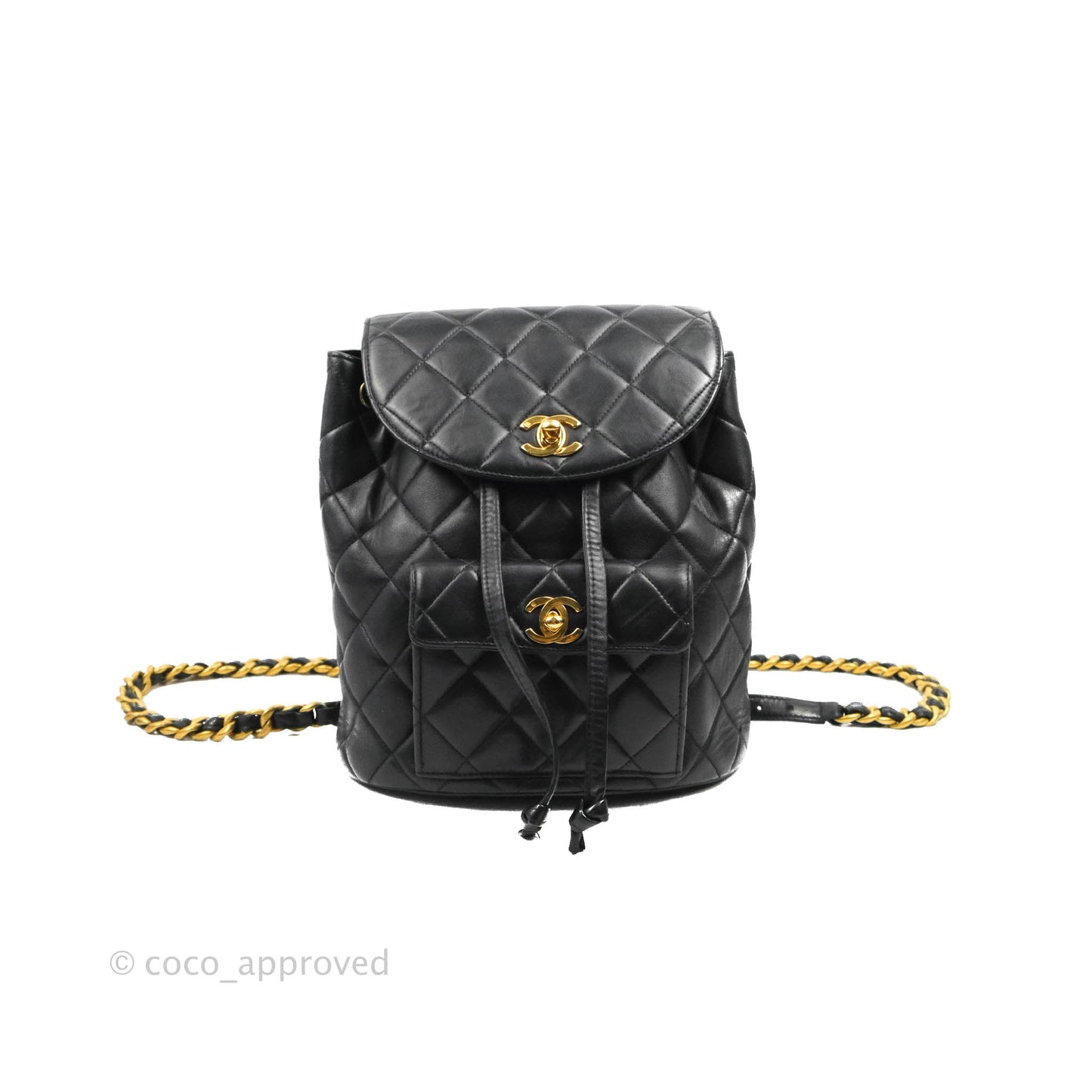 Chanel Vintage CC Duma Backpack Black Lambskin 24K Gold Hardware