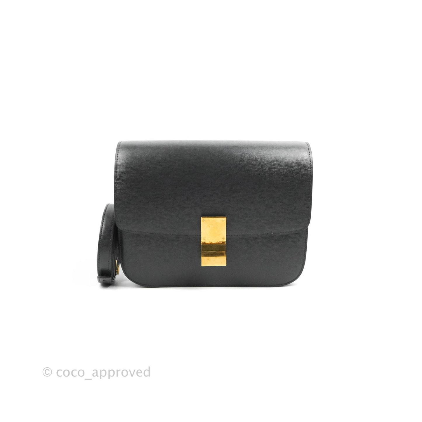 Celine Medium Classic Box Flap Dark Grey Liege Calfskin
