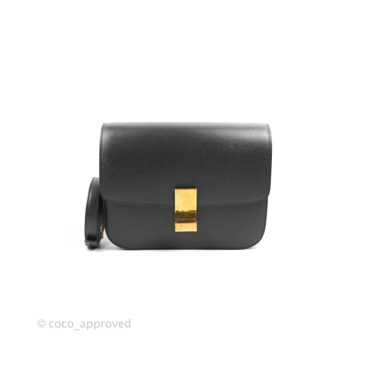 Celine Medium Classic Box Flap Dark Grey Liege Calfskin