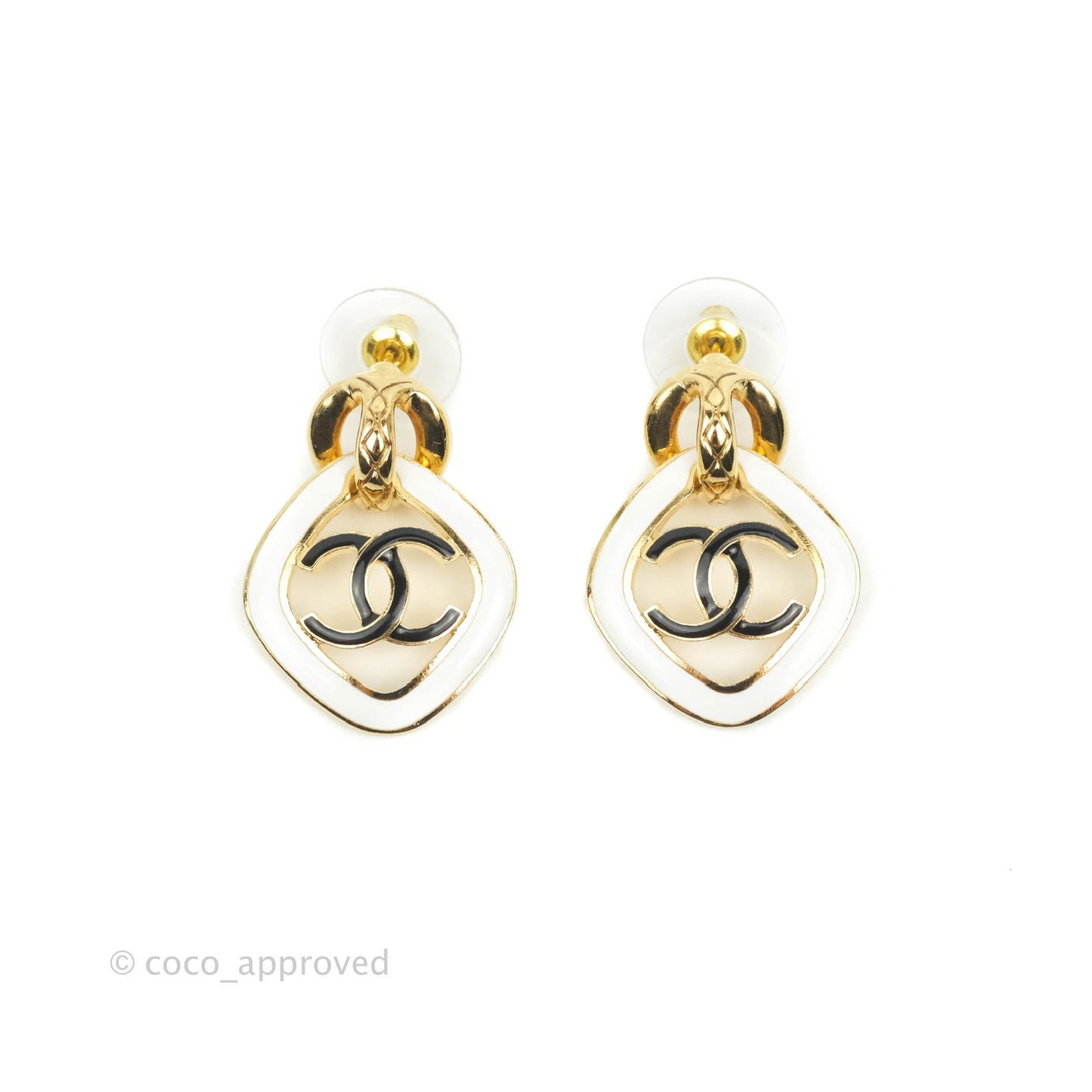 Chanel Metal & Resin Earrings Gold/Black/White 22C
