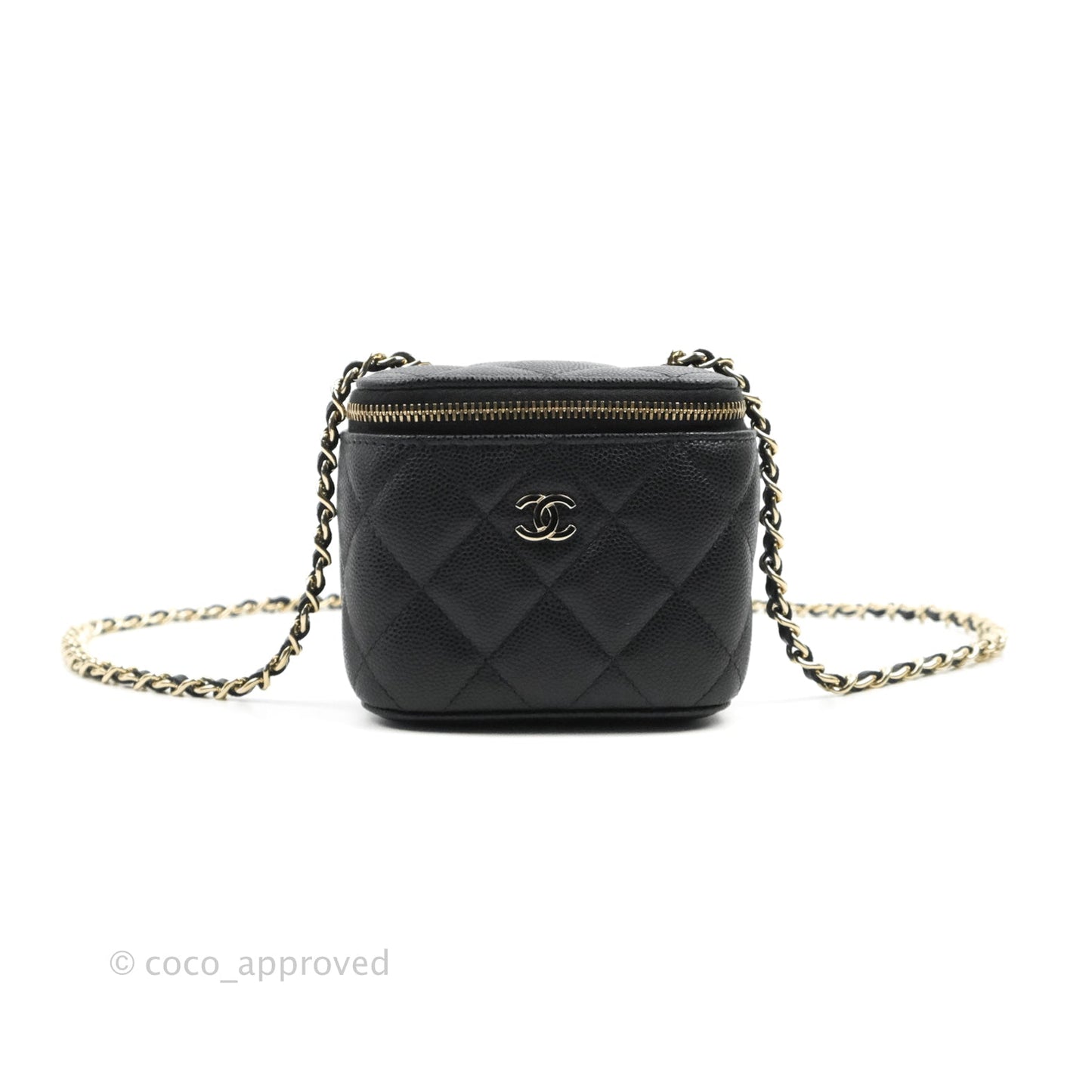 Chanel Mini Vanity With Chain Black Caviar Gold Hardware