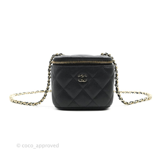 Chanel Mini Vanity With Chain Black Caviar Gold Hardware