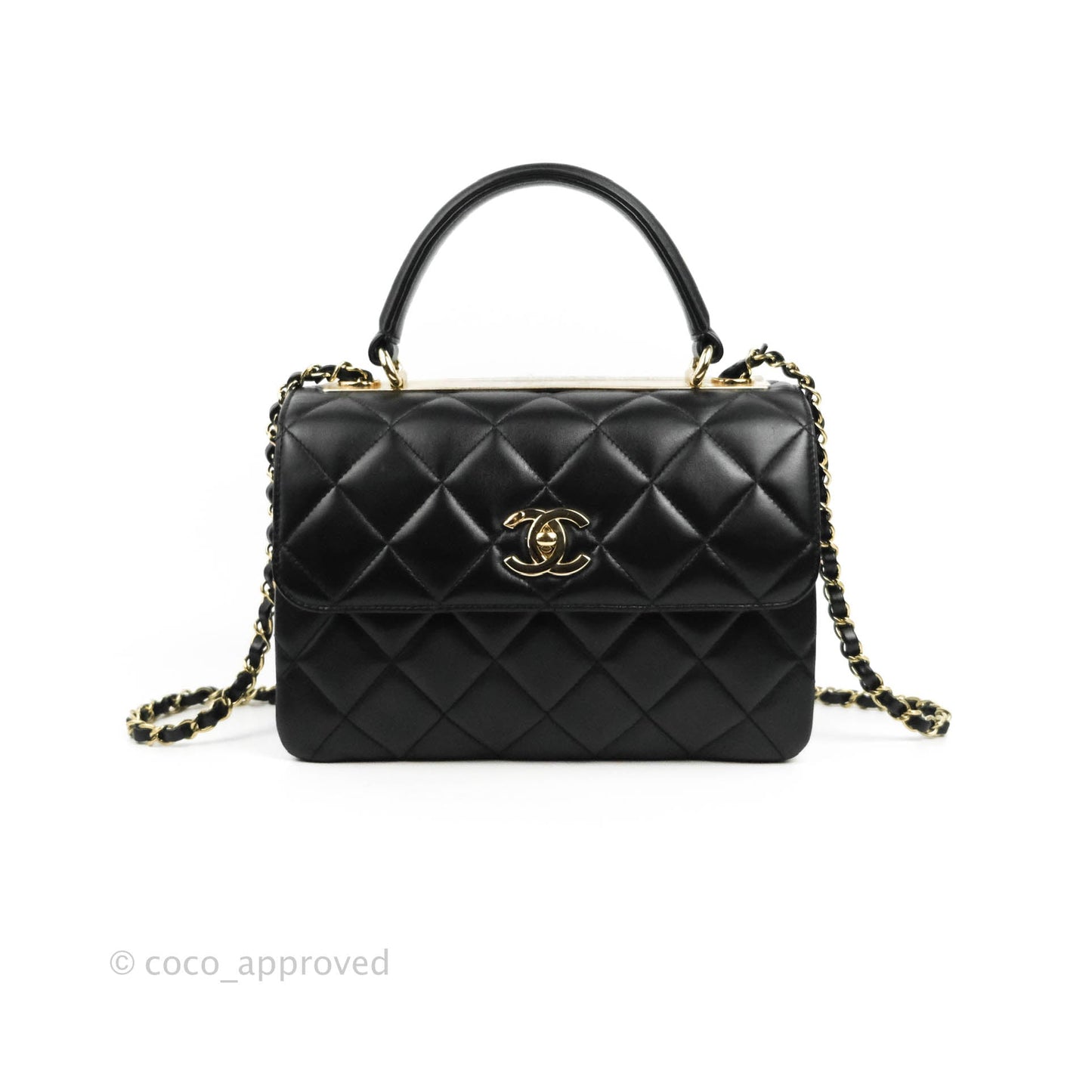 Chanel Small Trendy CC Black Lambskin Gold Hardware
