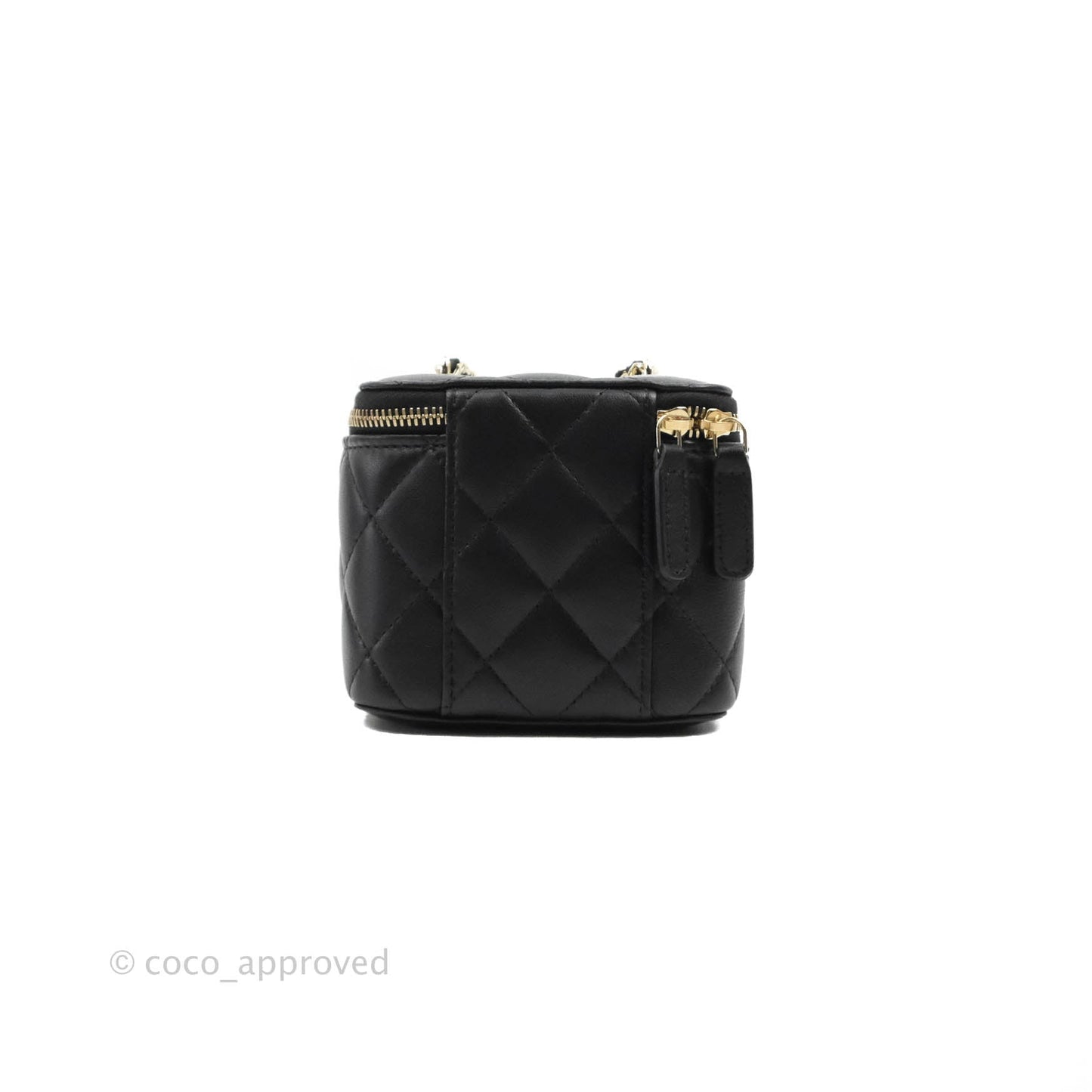 Chanel Mini Vanity With Pearl Chain Black Lambskin Gold Hardware