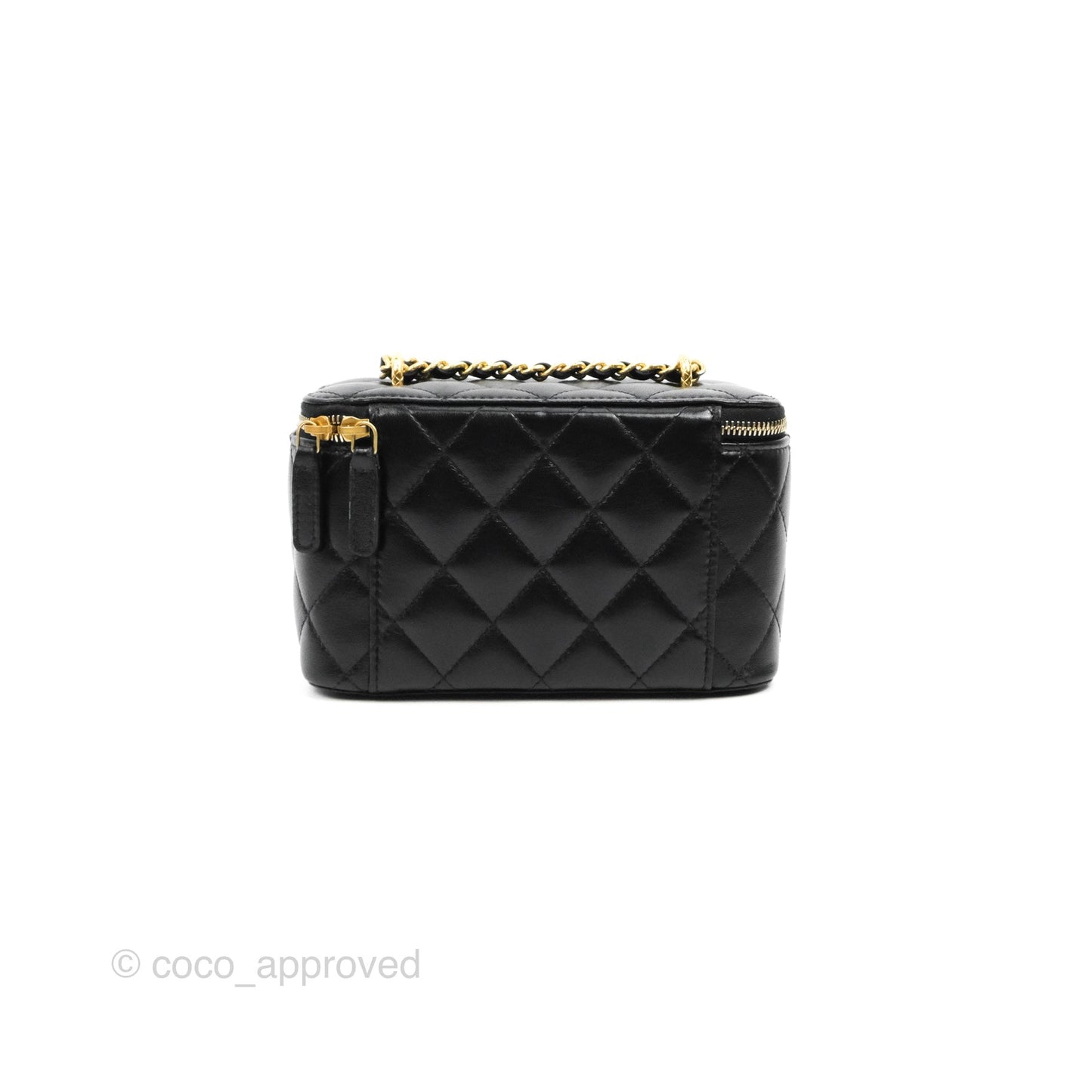Chanel Vanity with Double Chain Black Shiny Lambskin 23C